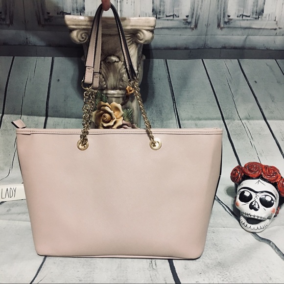 Aldo blush color chunky gold chain handles handbag - Picture 3 of 8